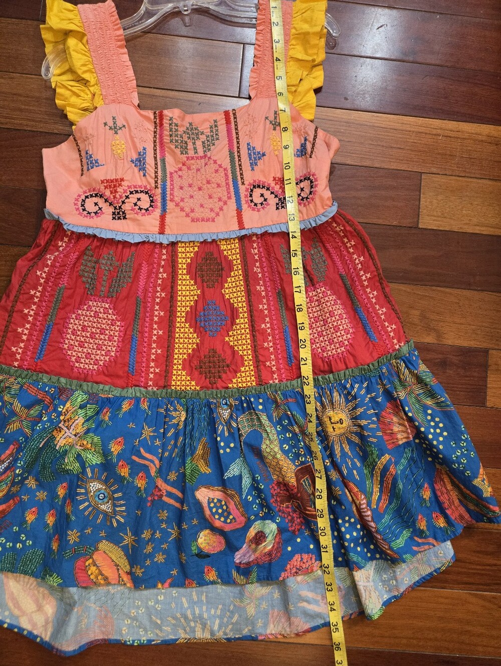 Farm Rio Colorblock Embroidered Mini Dress Multi Color Medium - Picture 5 of 12